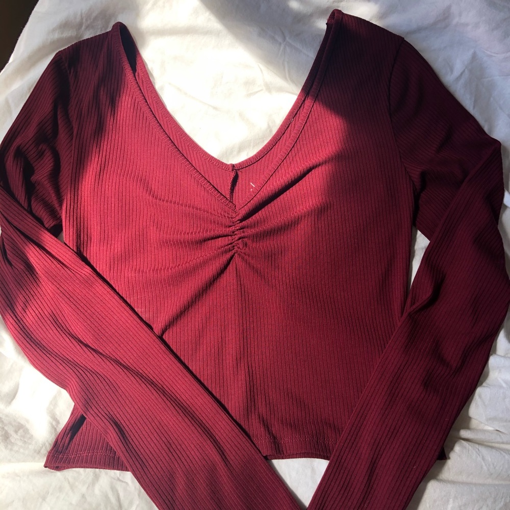 Pacsun Maroon Cropped Long Sleeve
